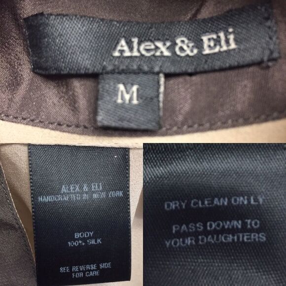 ALEX & ELI NYC Vintage Silk Georgette Button Front Blouse M - Picture 5 of 9